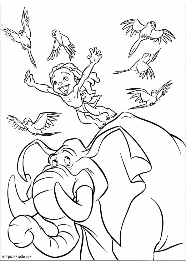 Coloriage Tantor et Tarzan à imprimer dessin