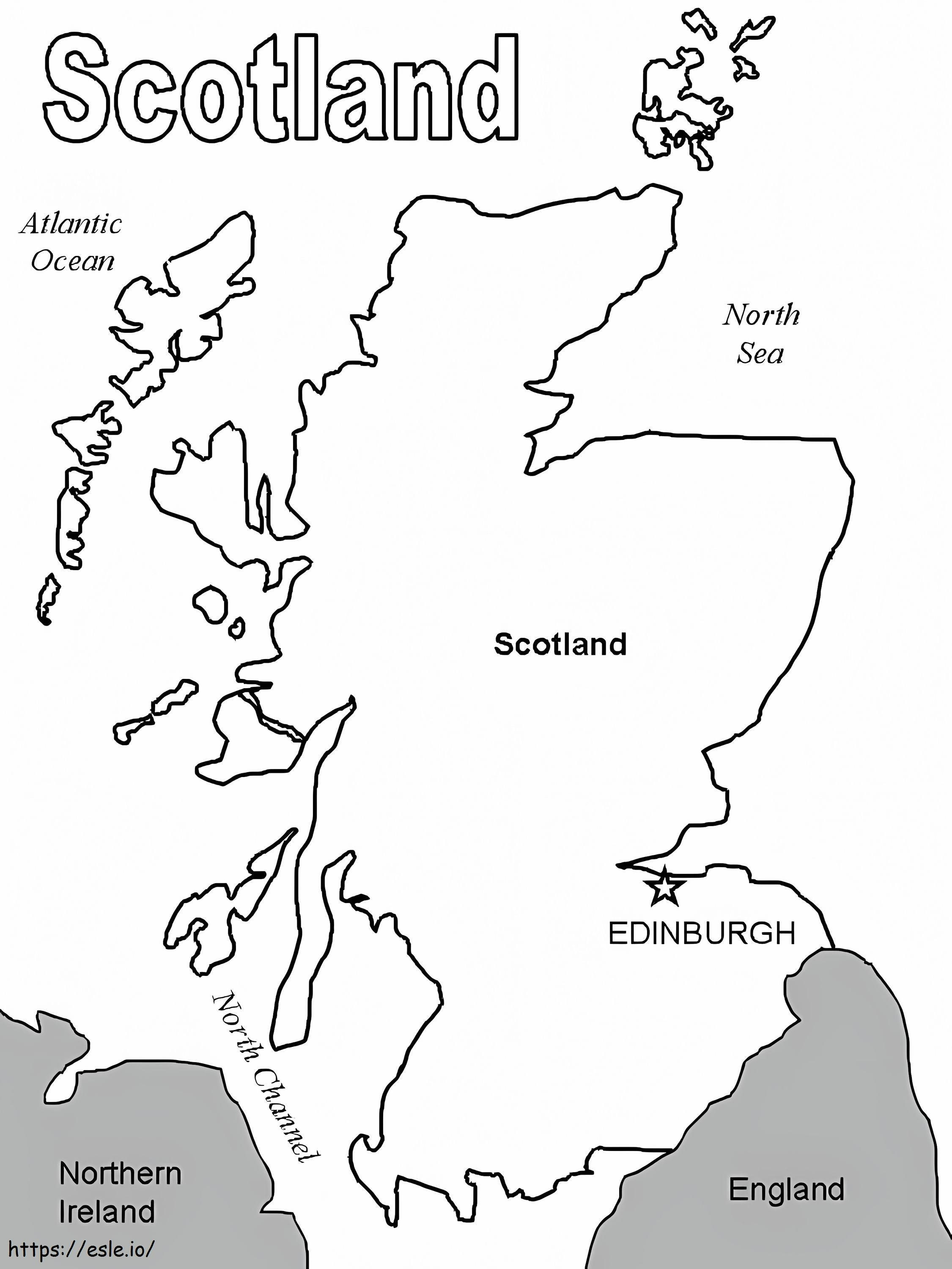 Mapa Szkocji kolorowanka