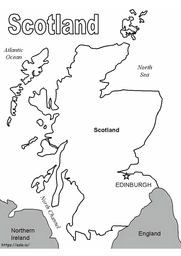 Mapa da Escócia para colorir