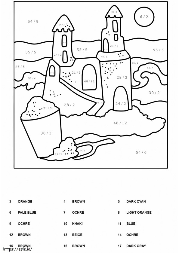 Sandcastle Division Color By Number coloring page
