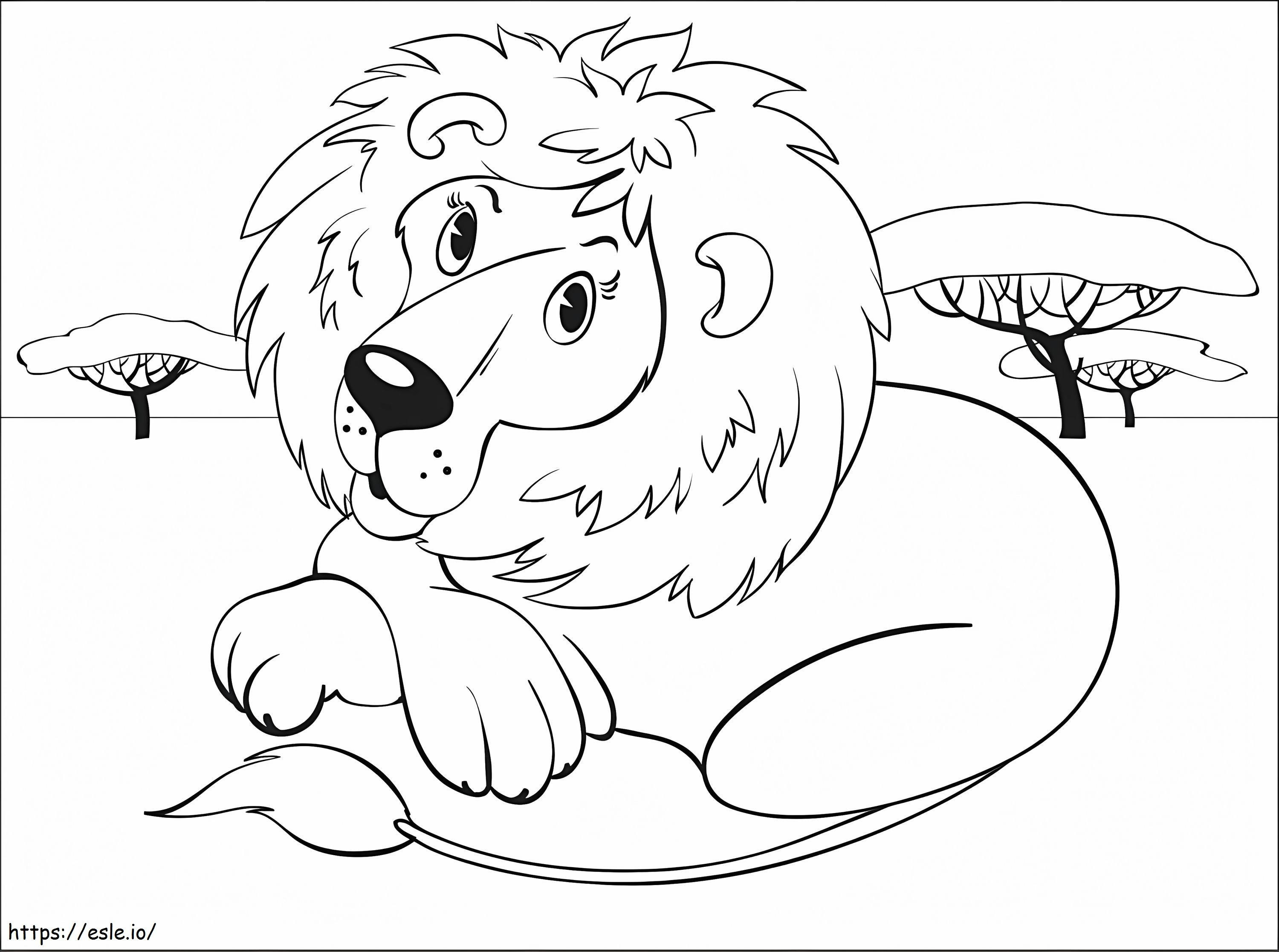 Leul leneș de colorat