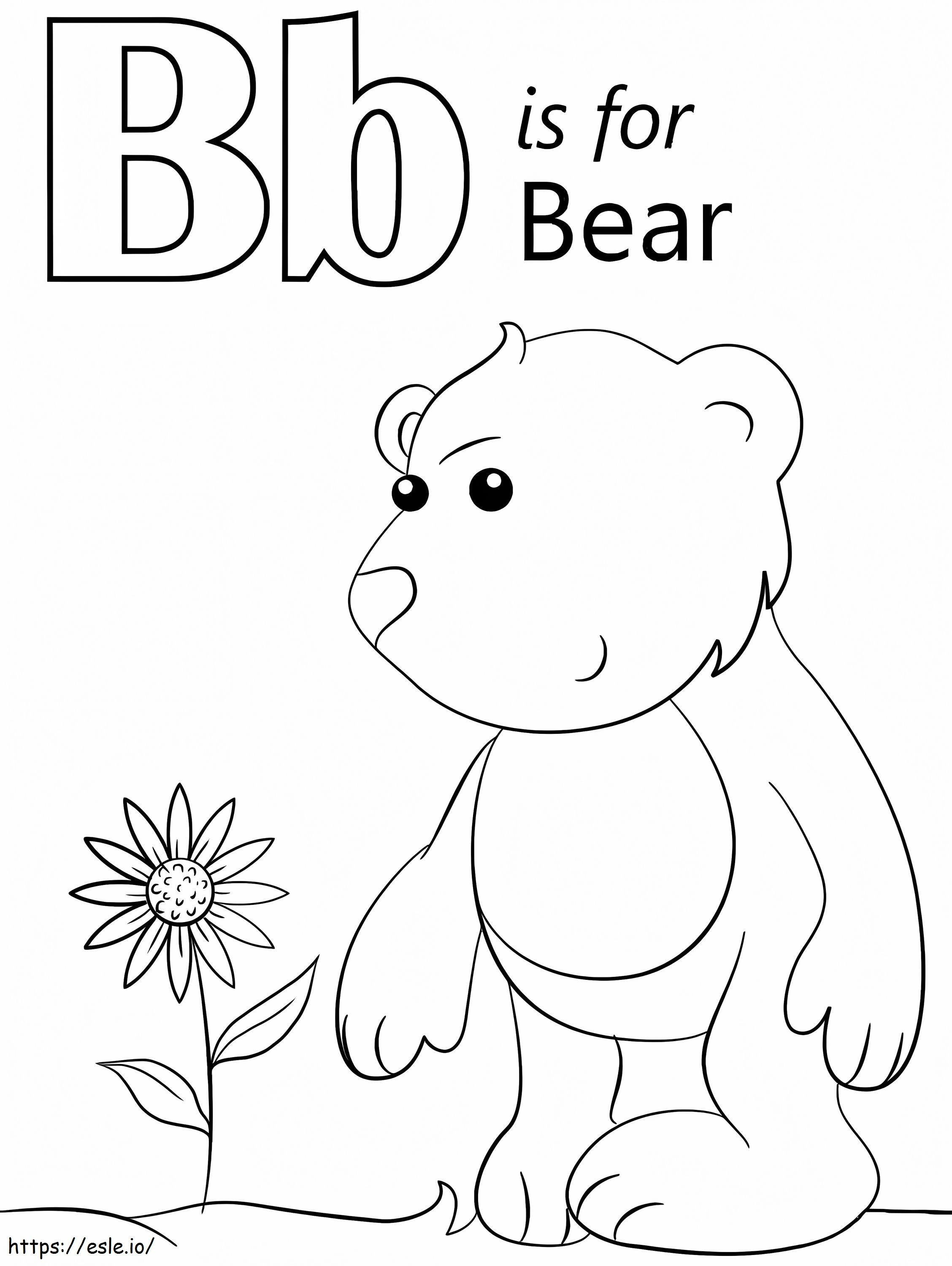 Karhun kirjain B värityskuva