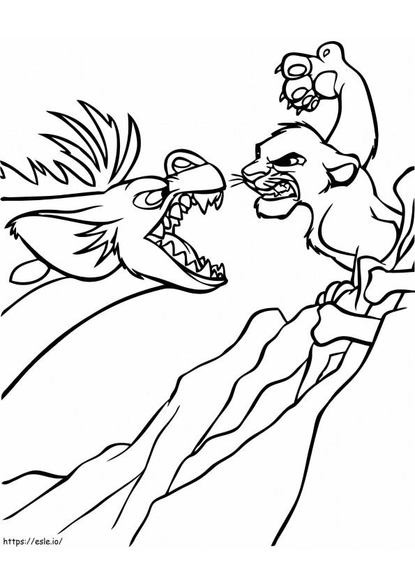 Banzai Vs Simba A4 coloring page