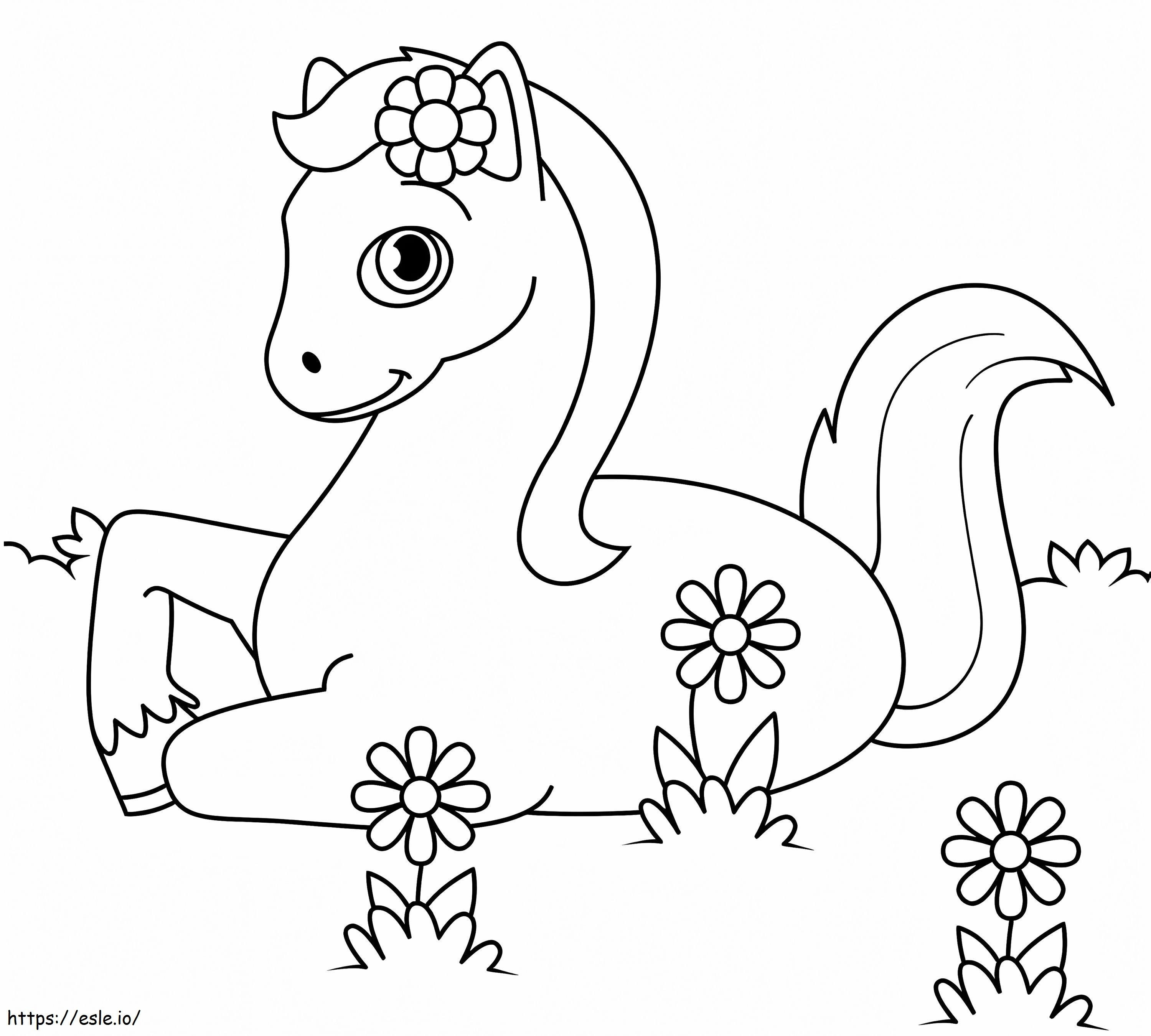 Cute Horse On Ground coloring page