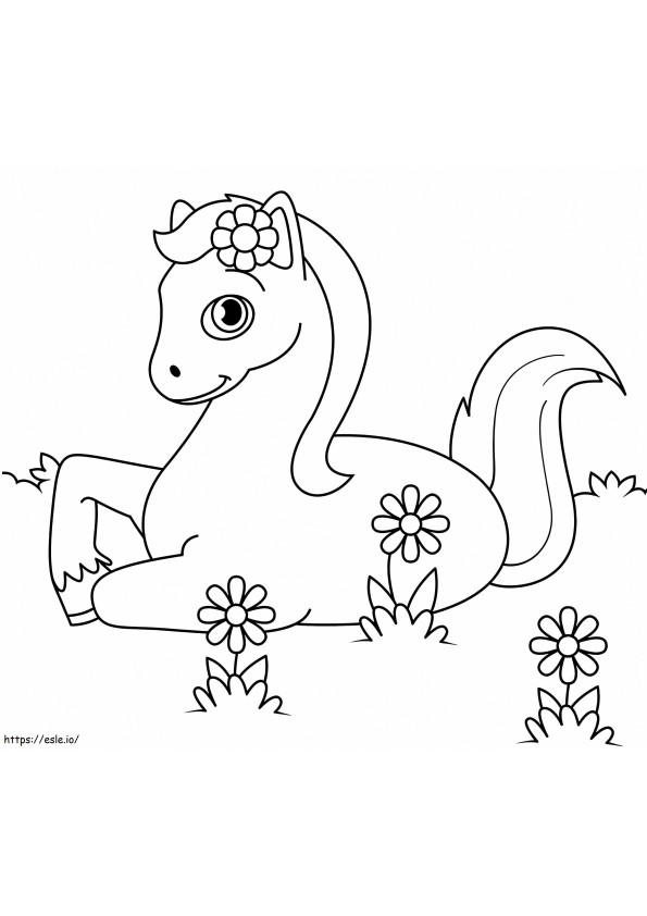 Cute Horse On Ground coloring page