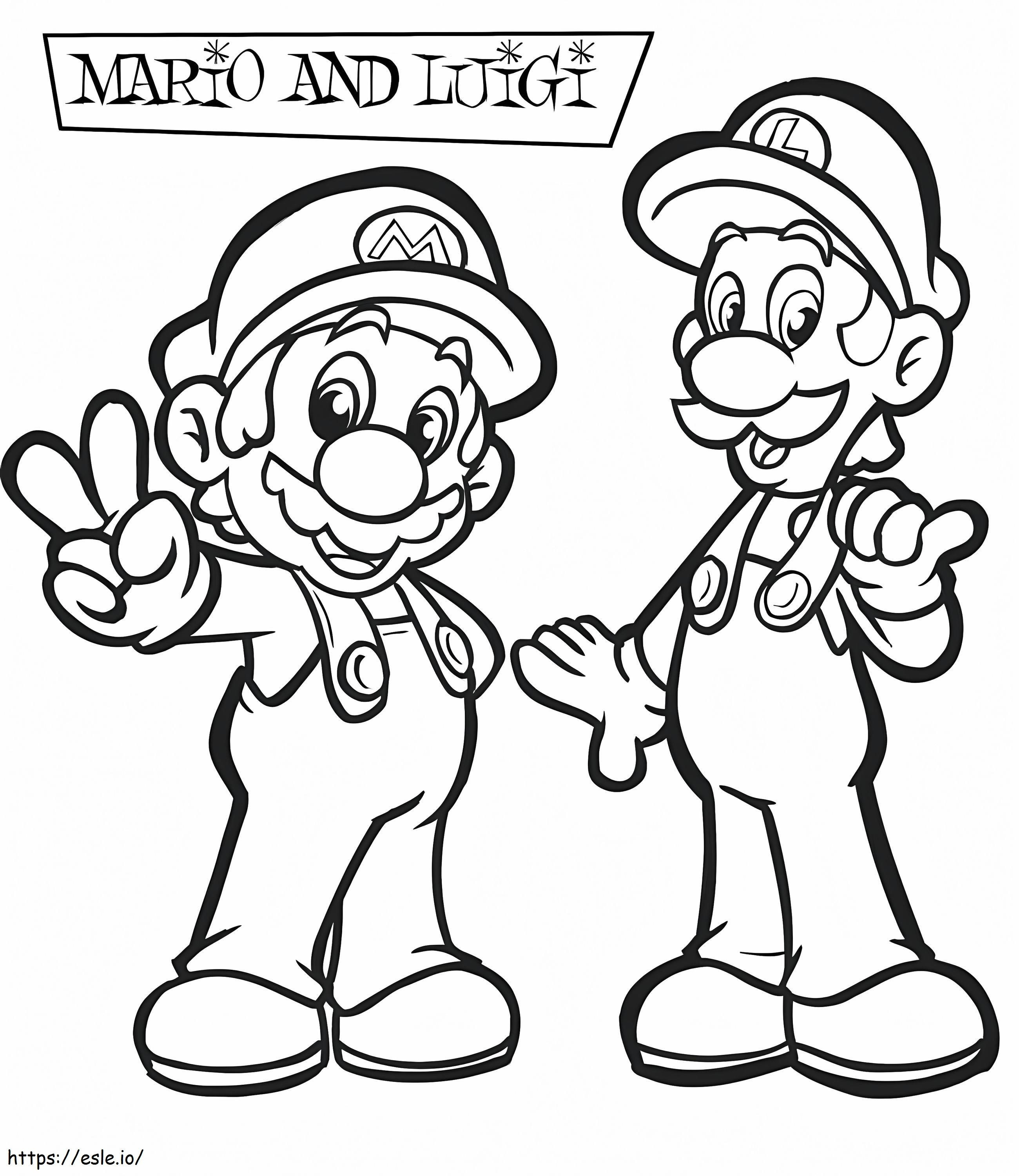Hauskoja Luigi ja Mario värityskuva