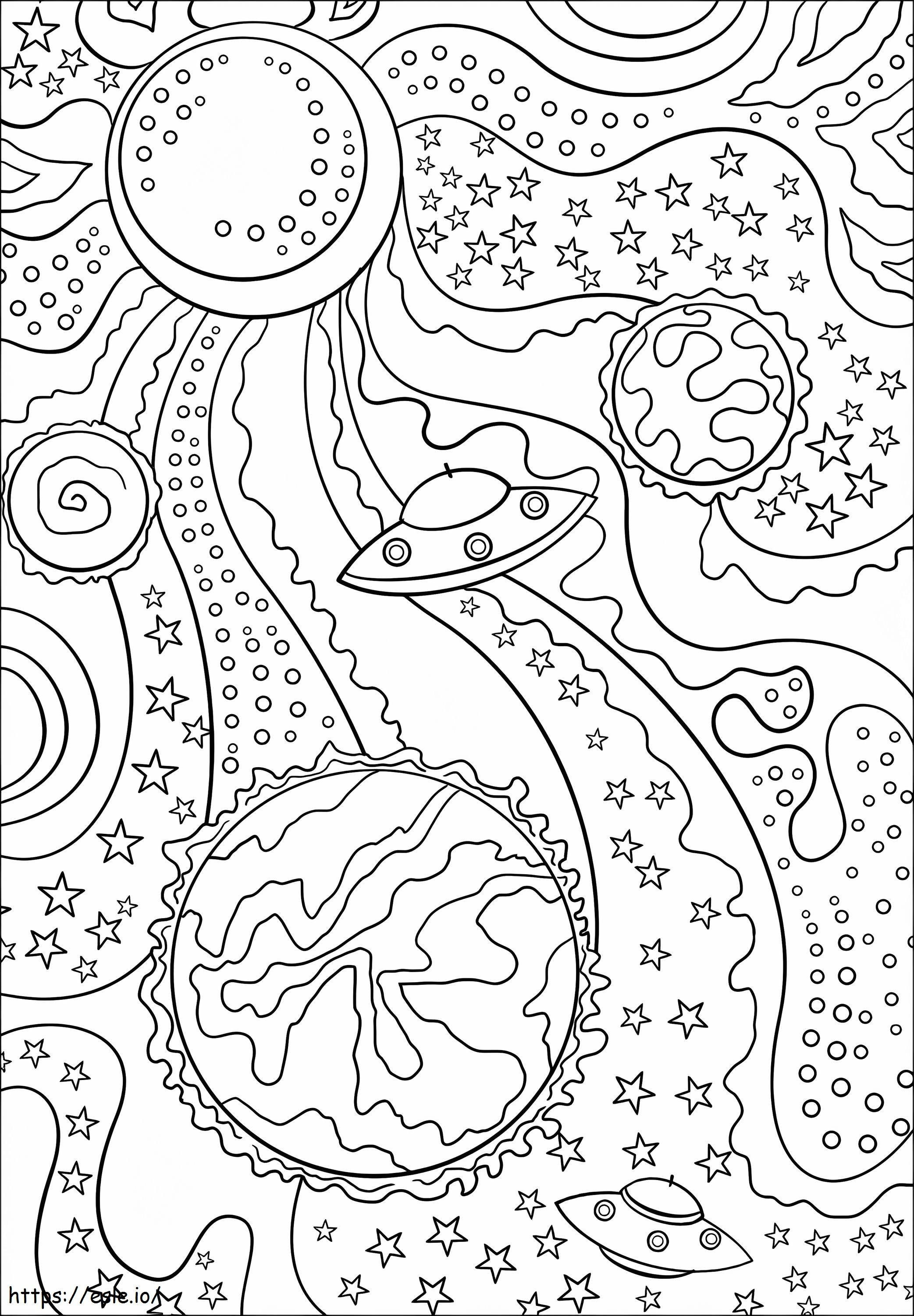 Pagina de colorat Space Trippy 1 de colorat