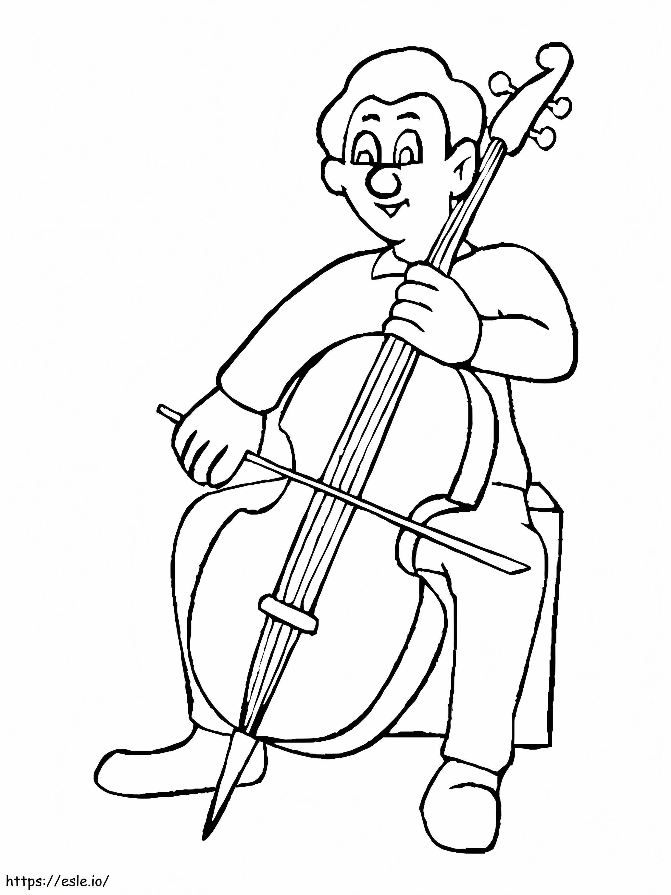 Uomo che suona il violoncello da colorare