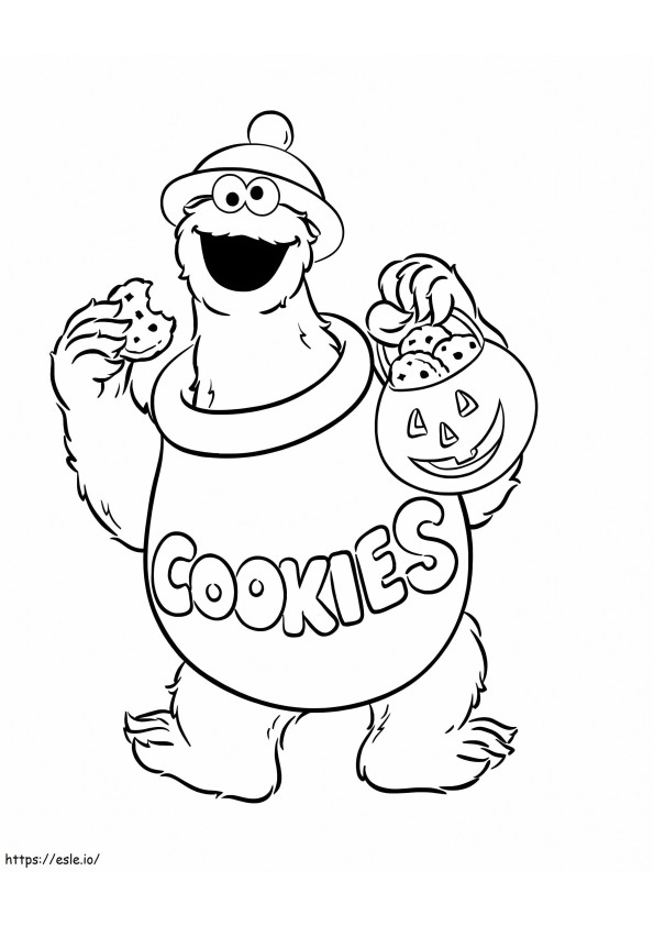 Monstro do biscoito do Dia das Bruxas para colorir