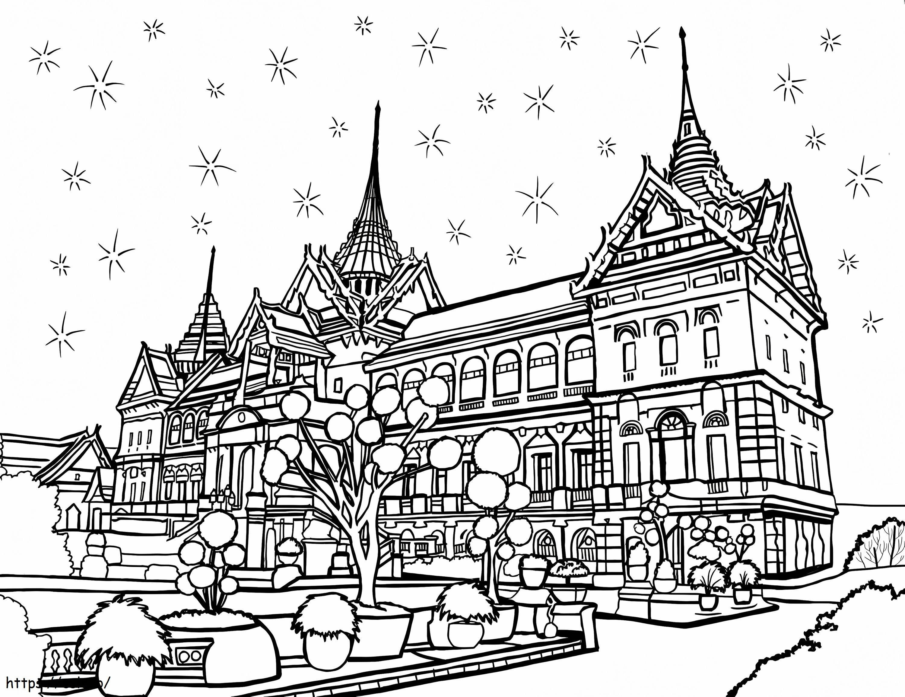 Coloriage Le Grand Palais à Bangkok à imprimer dessin