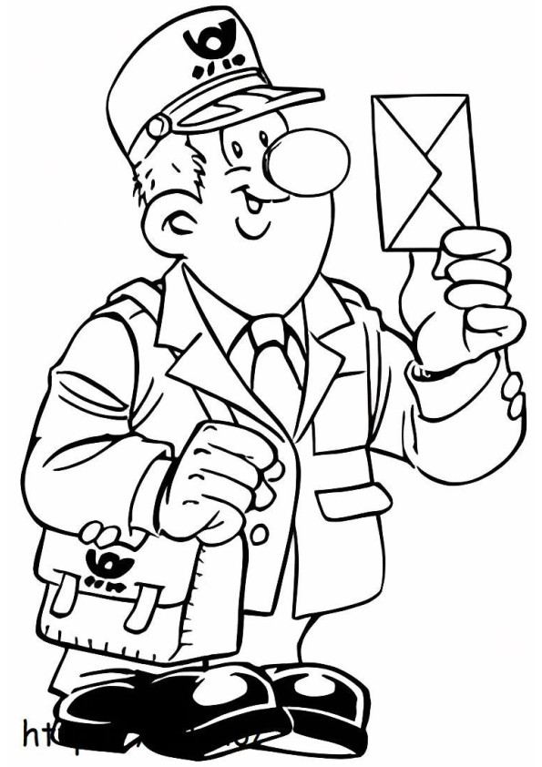 Postman Holding Letter coloring page
