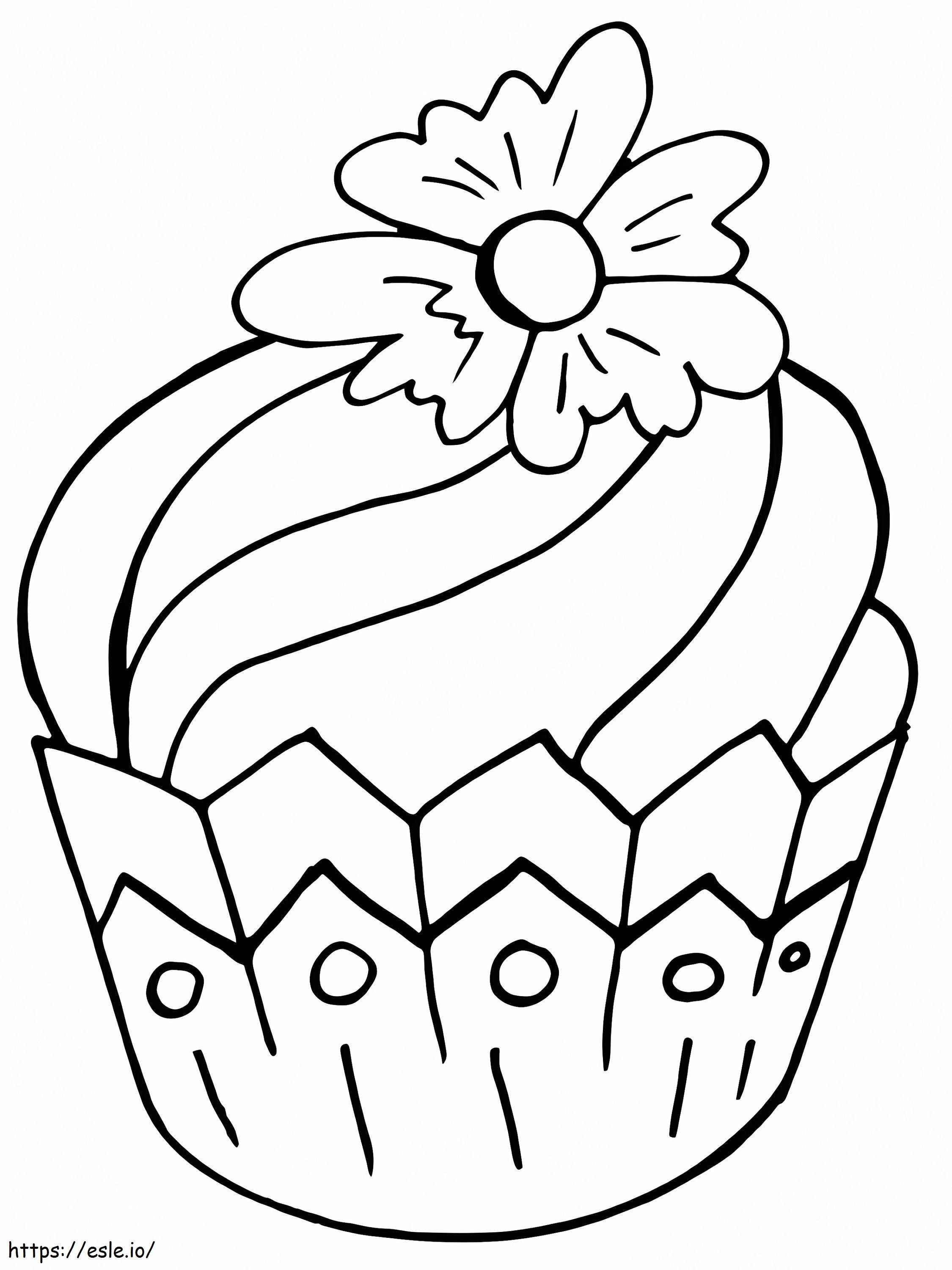 かわいいカップケーキと花 ぬりえ - 塗り絵