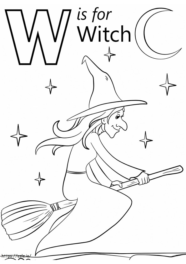 Witch Letter W coloring page