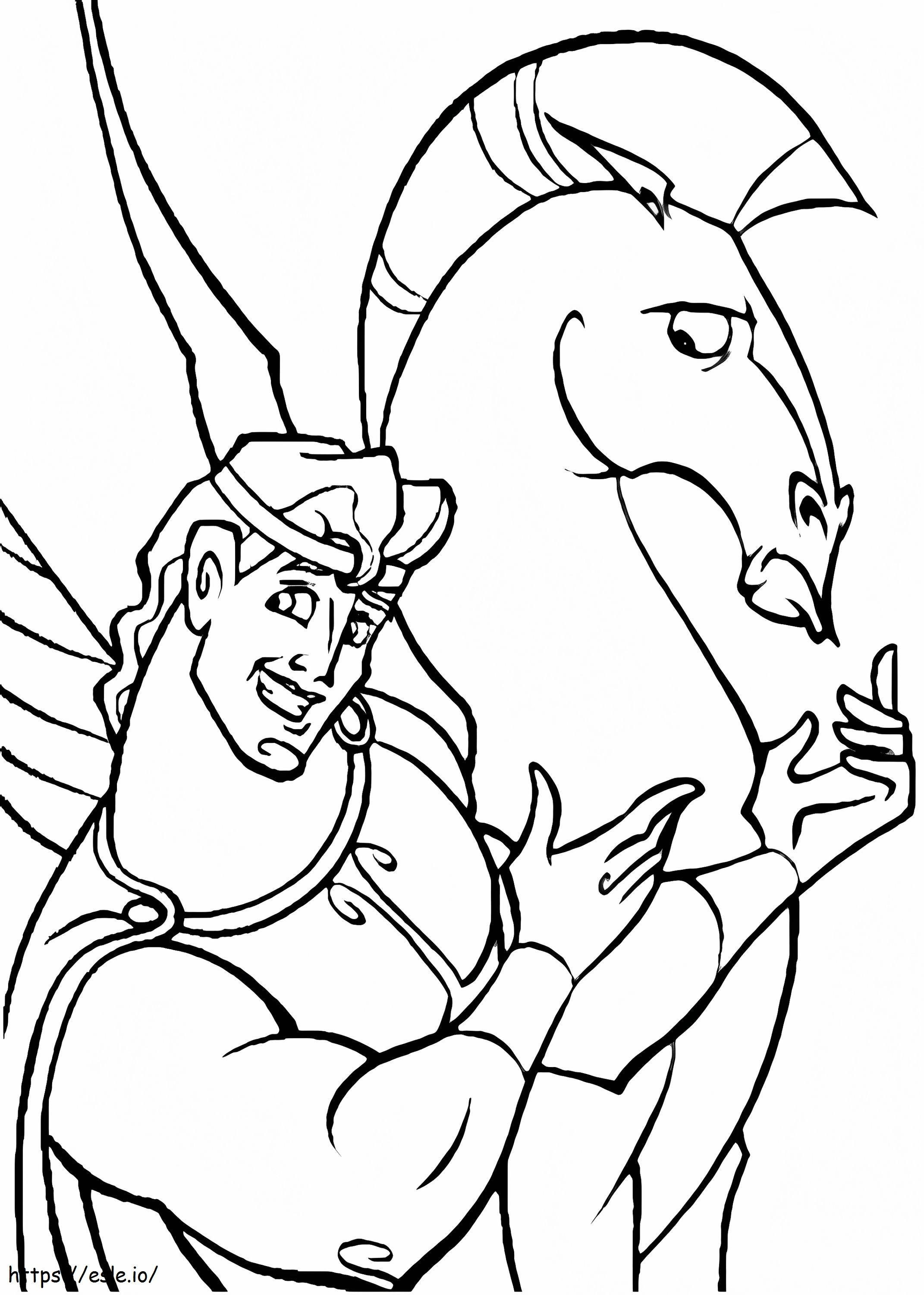 Hercules And Pegasus A4 coloring page