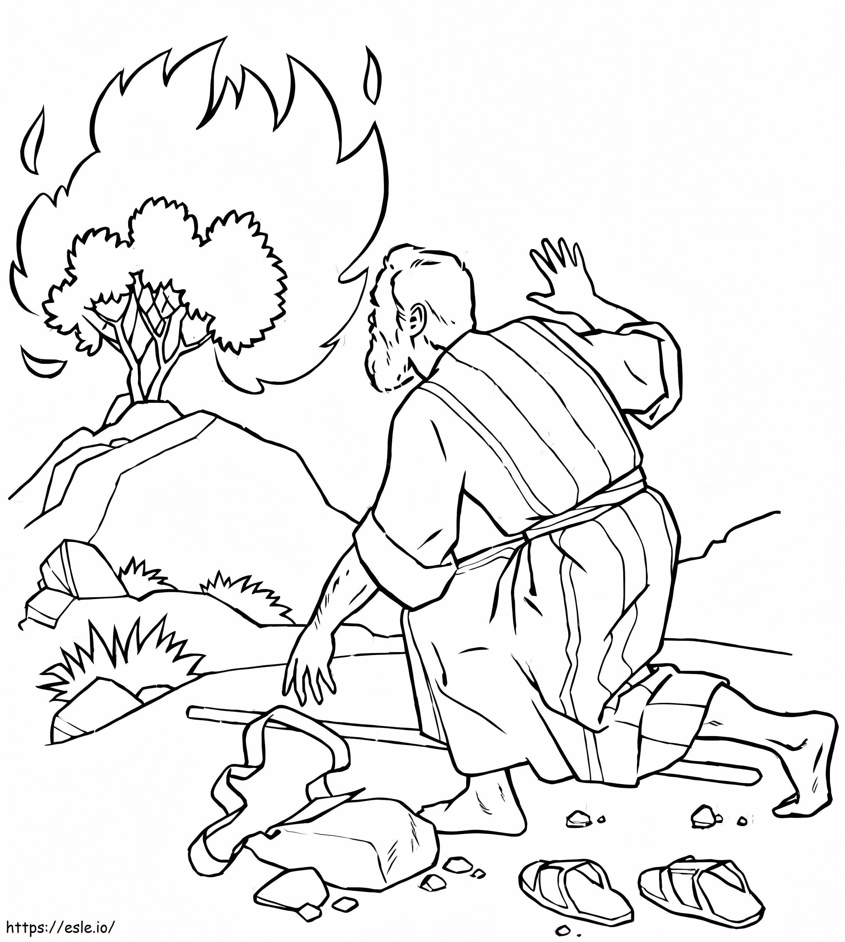 Printable Moses And The Burning Bush coloring page