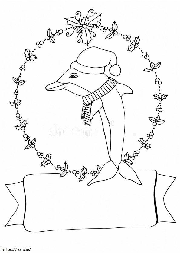 Dolphin At Christmas coloring page