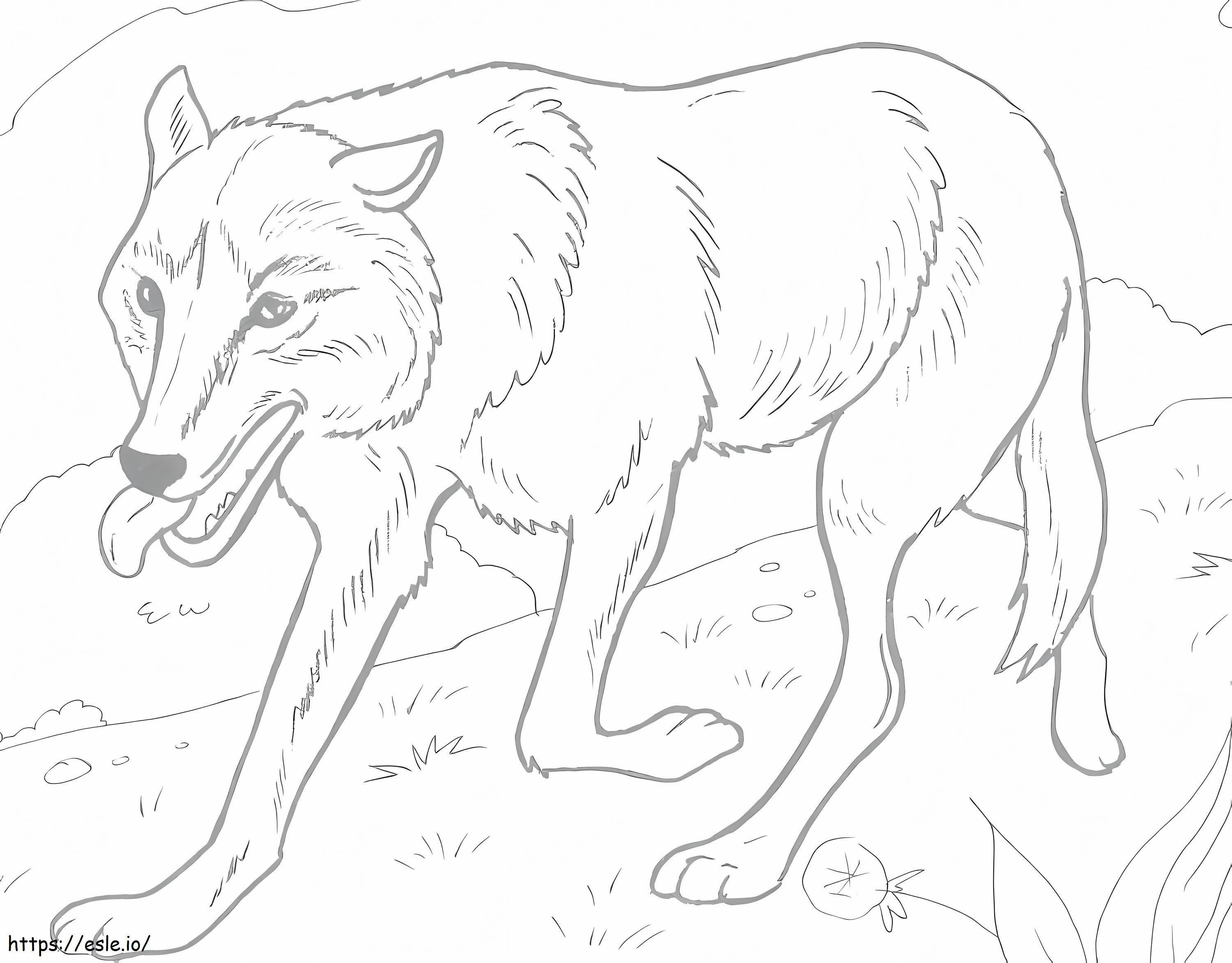 Wolf läuft im Wald ausmalbilder