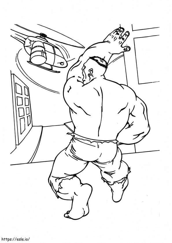 Hulk And Helicopter coloring page