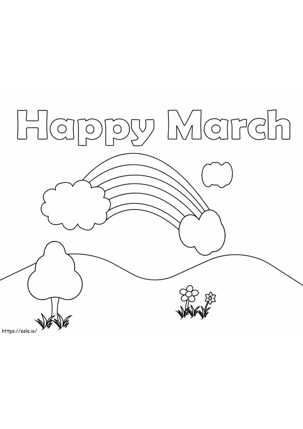 Happy March Coloring Page 2 Gambar Mewarnai