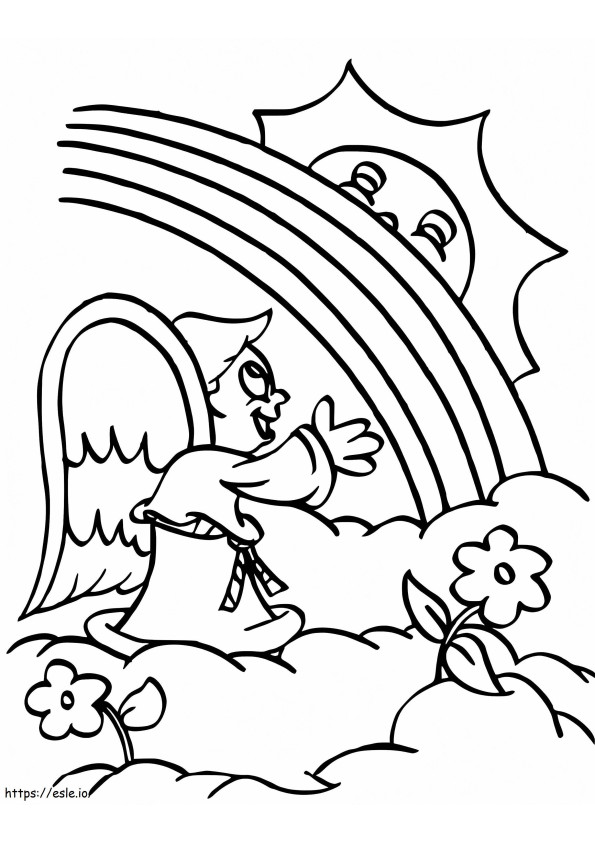 Angel And Rainbow coloring page