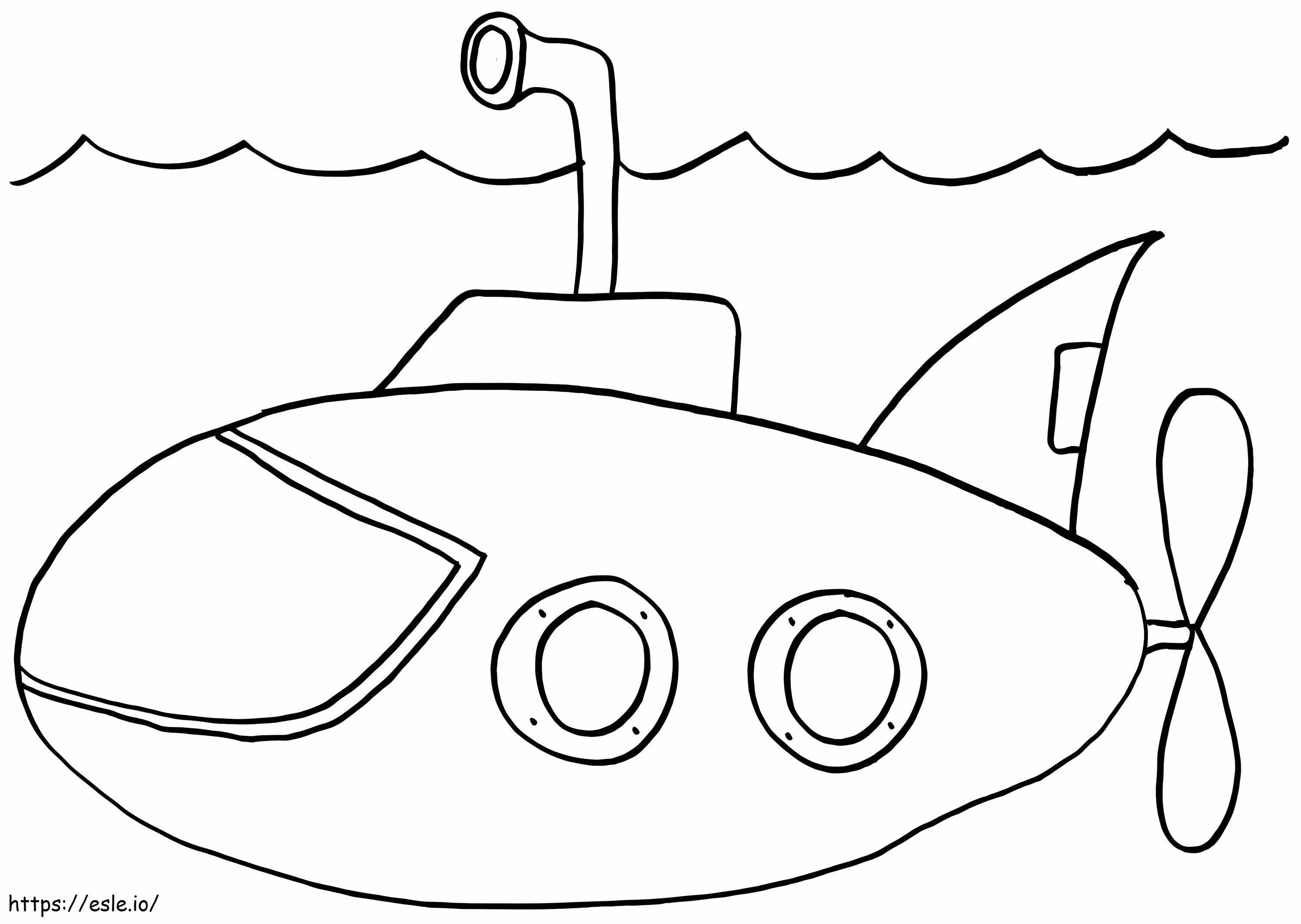 Submarino simple para colorear