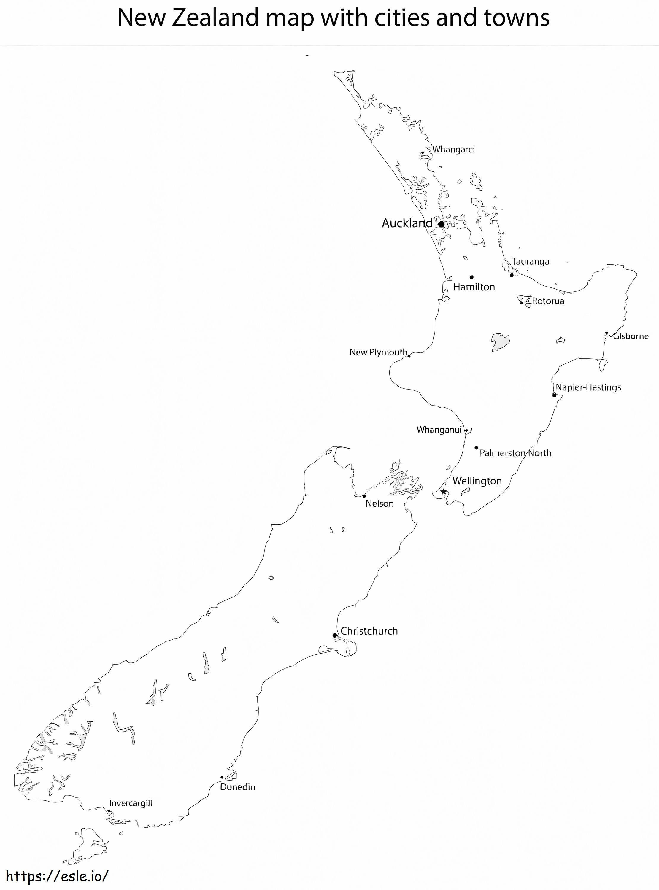 Nowa Zelandia Mapa 6 kolorowanka