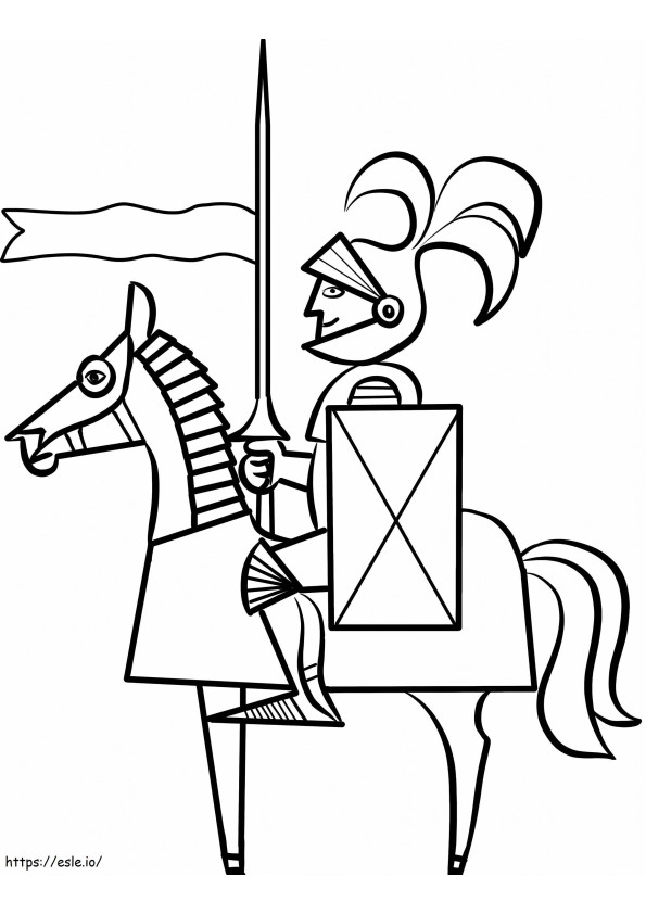  Cavaleiro dos desenhos animados a cavalo Páginas dos cavaleiros para colorir
