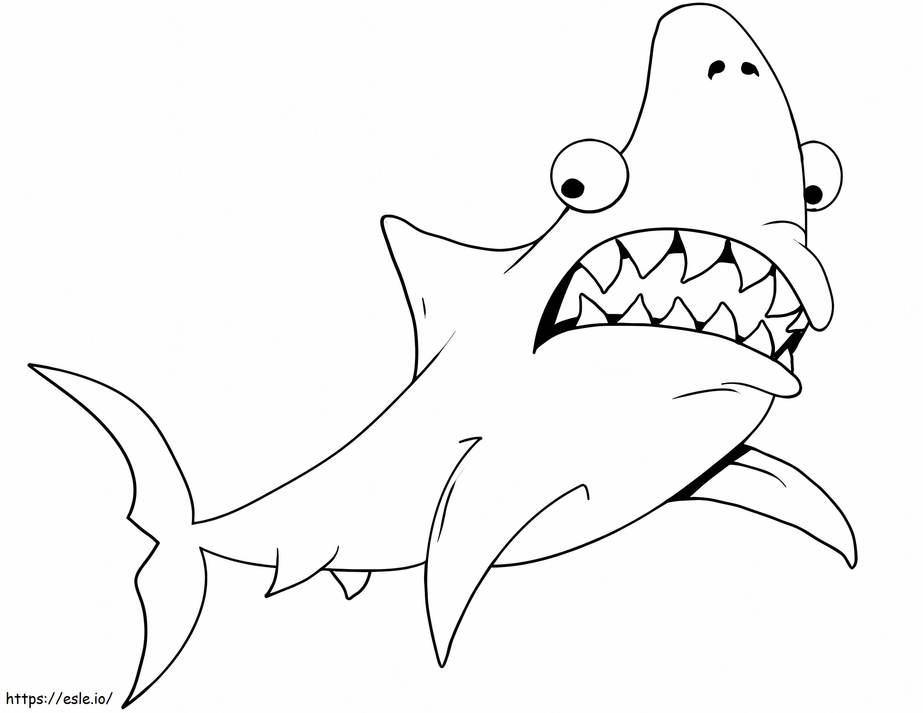 Tubarão dos desenhos animados 1 para colorir