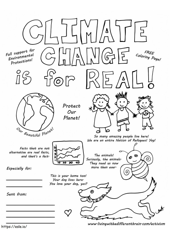 Coloriage Le changement climatique est réel à imprimer dessin