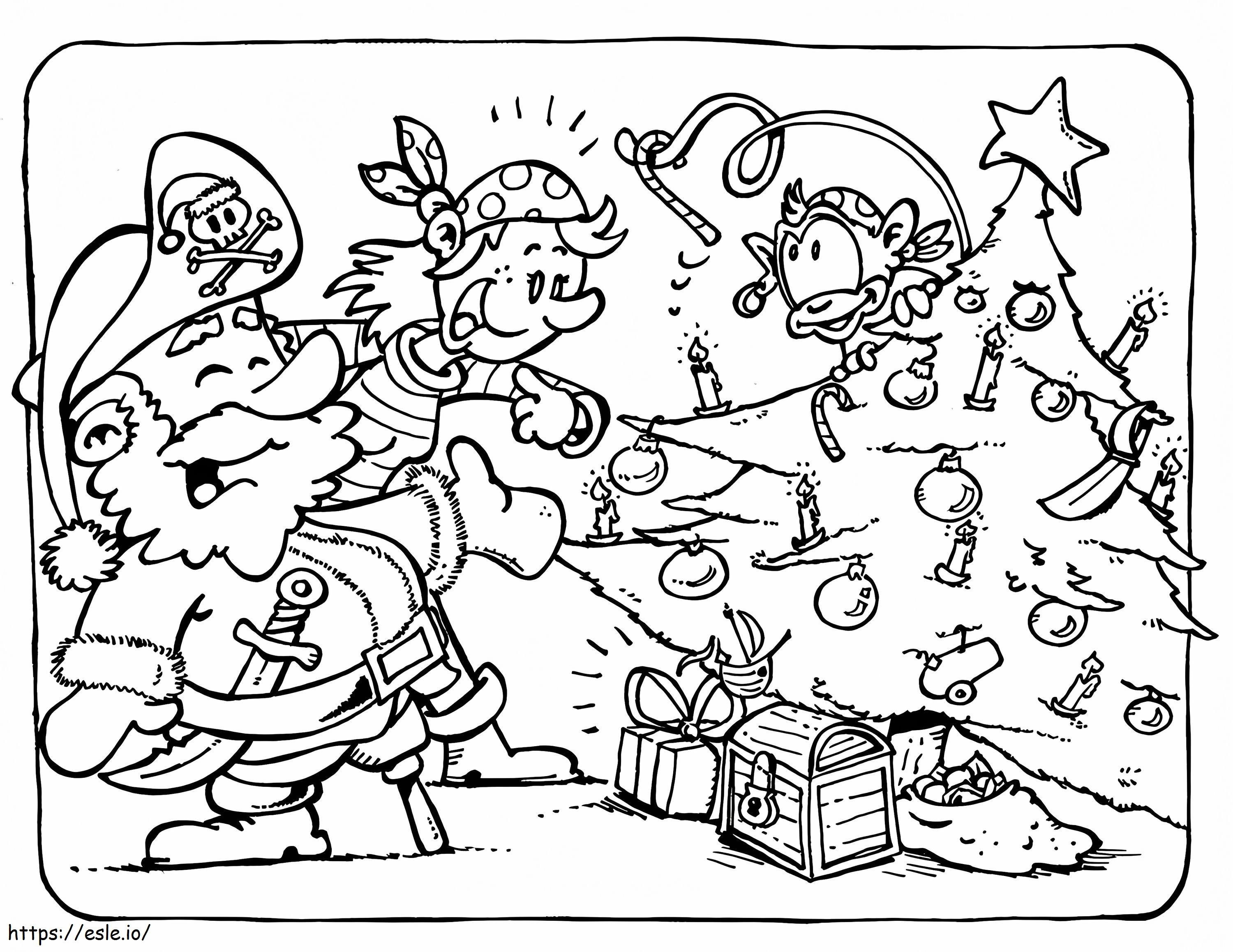 Pirates Celebrate Christmas coloring page