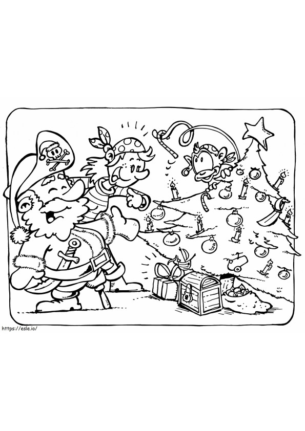 Pirates Celebrate Christmas coloring page