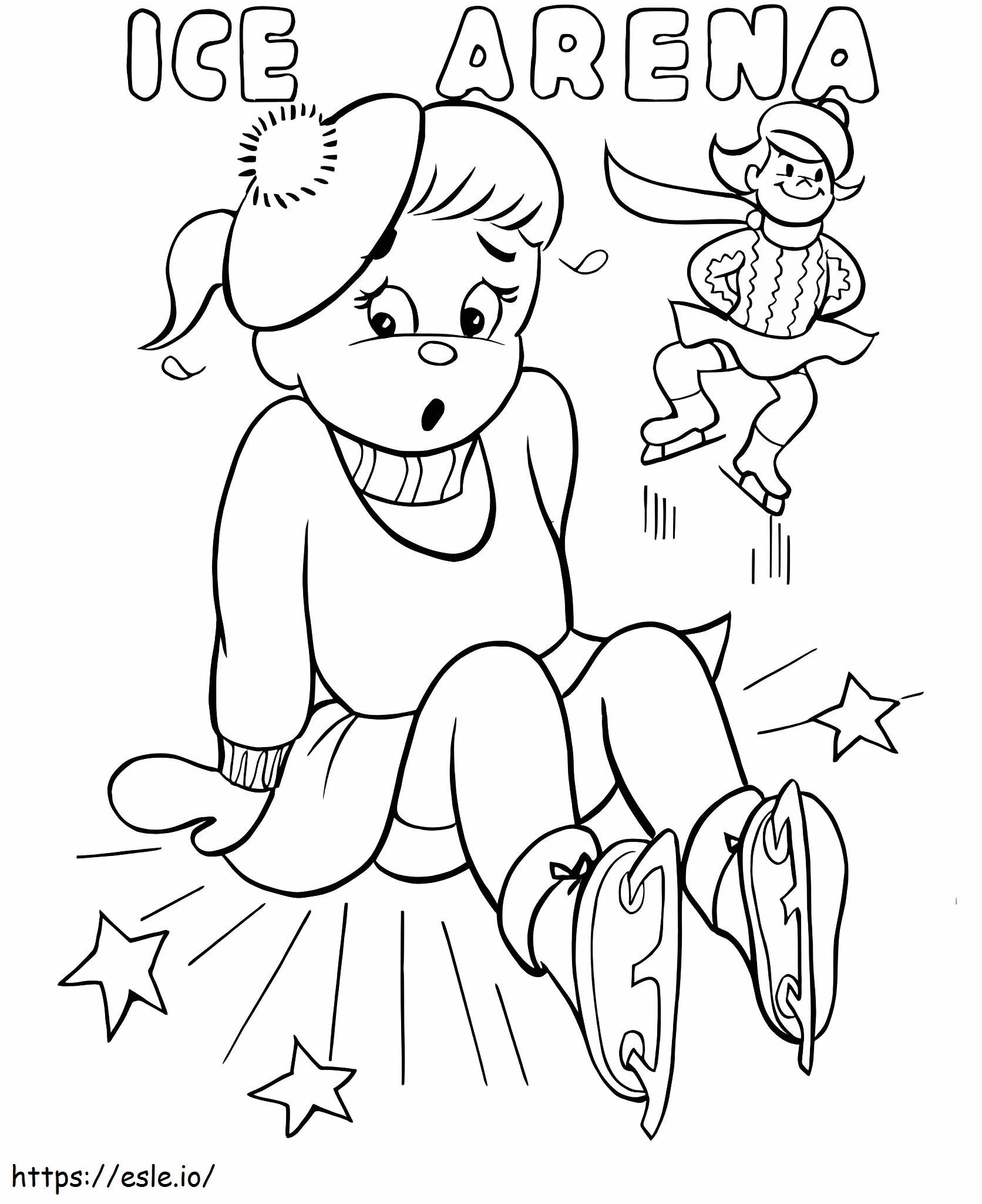 Girl Fell While Skating coloring page
