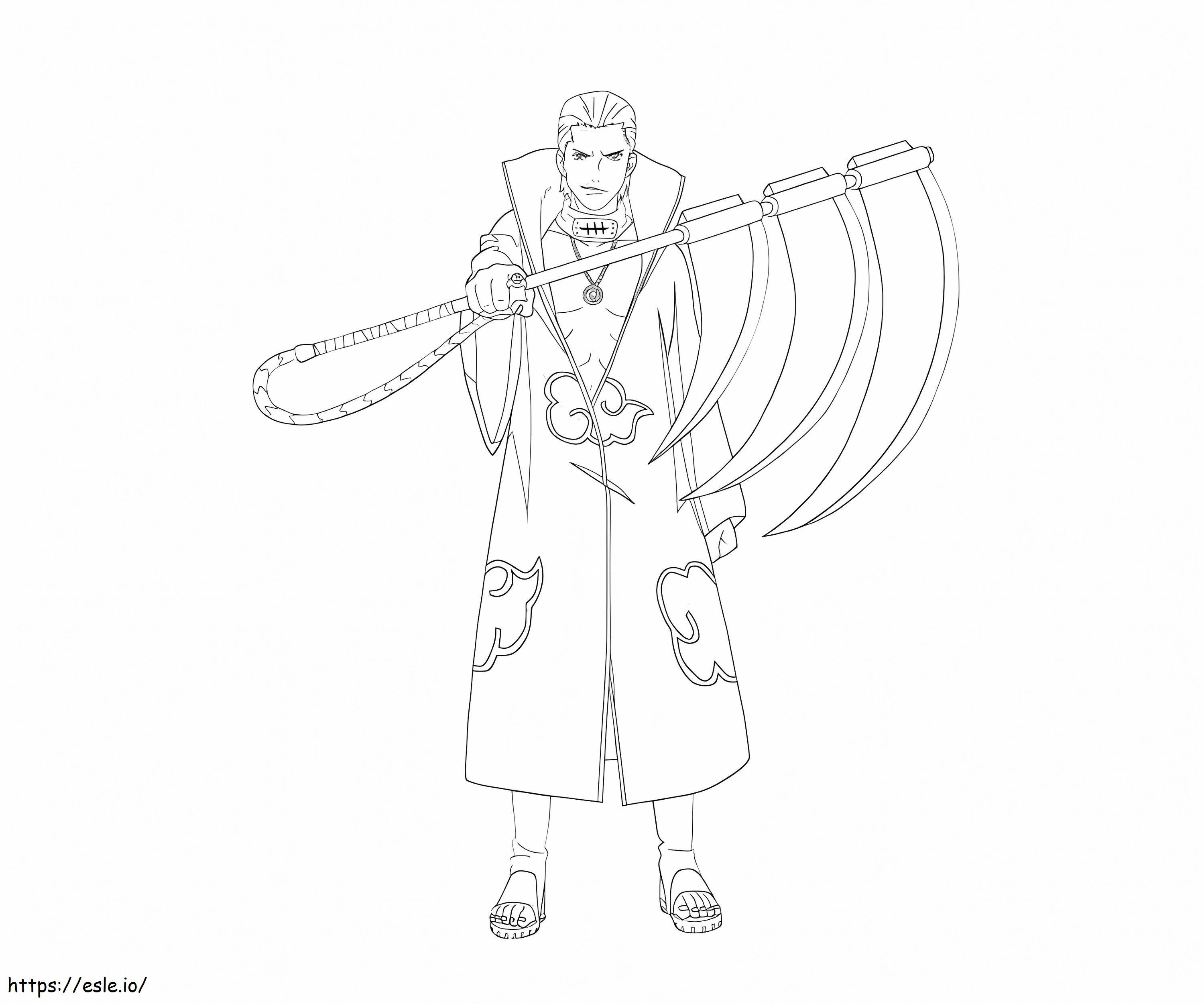 Hidan Holding Weapon coloring page
