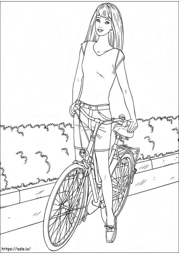 Barbie Cycling A4 coloring page