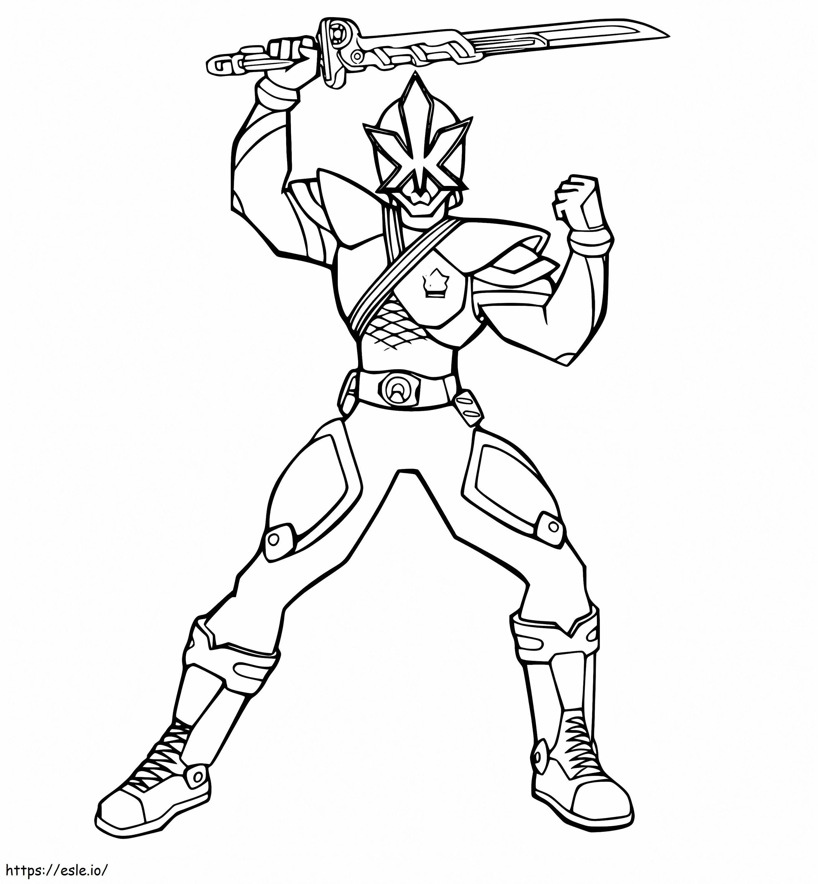 Kevin Biru Samurai Ranger Gambar Mewarnai