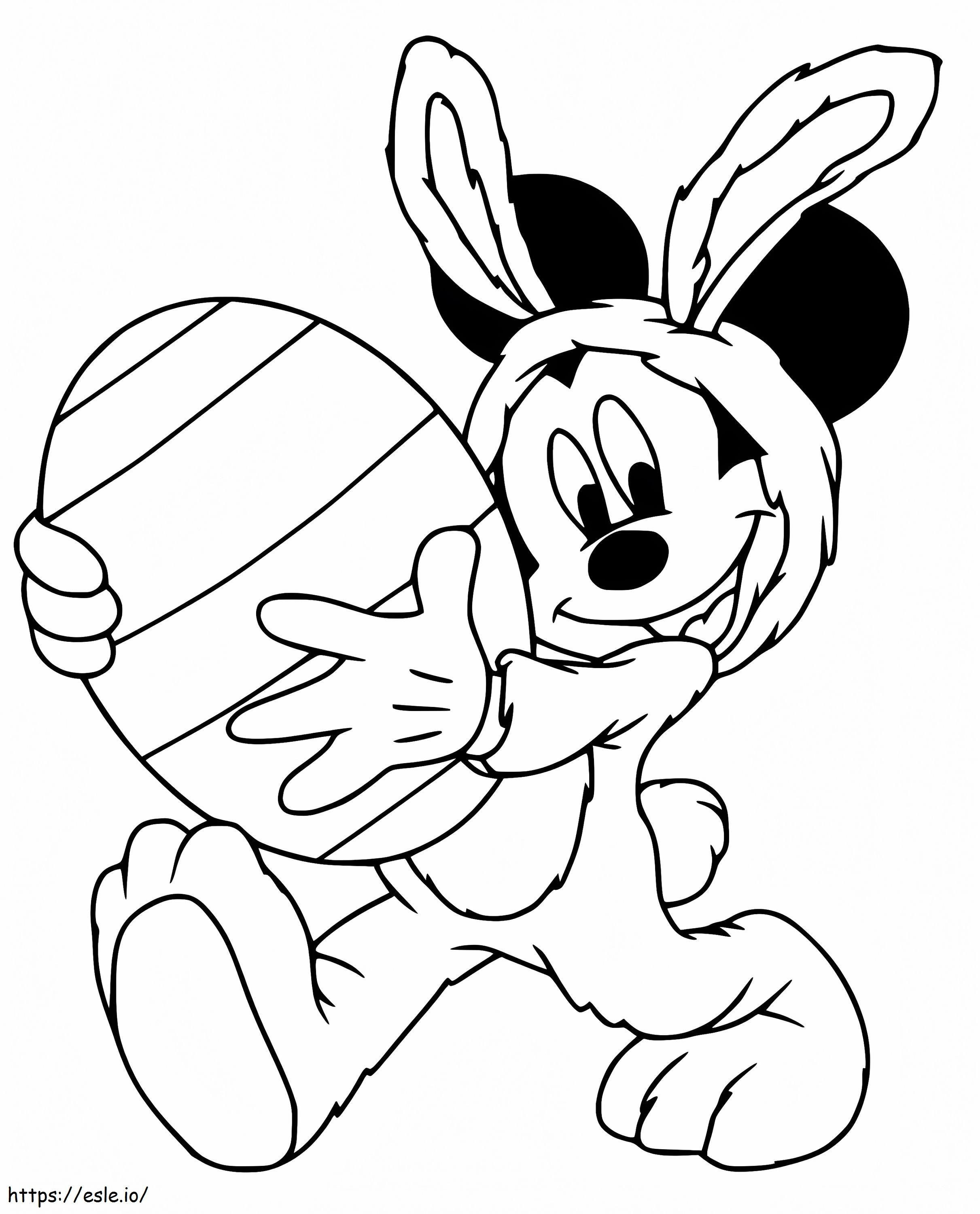 Mickey Mouse mit großem Osterei ausmalbilder