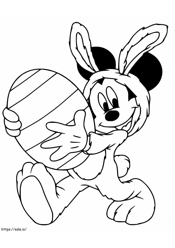 Mickey Mouse cu ou mare de Paște de colorat
