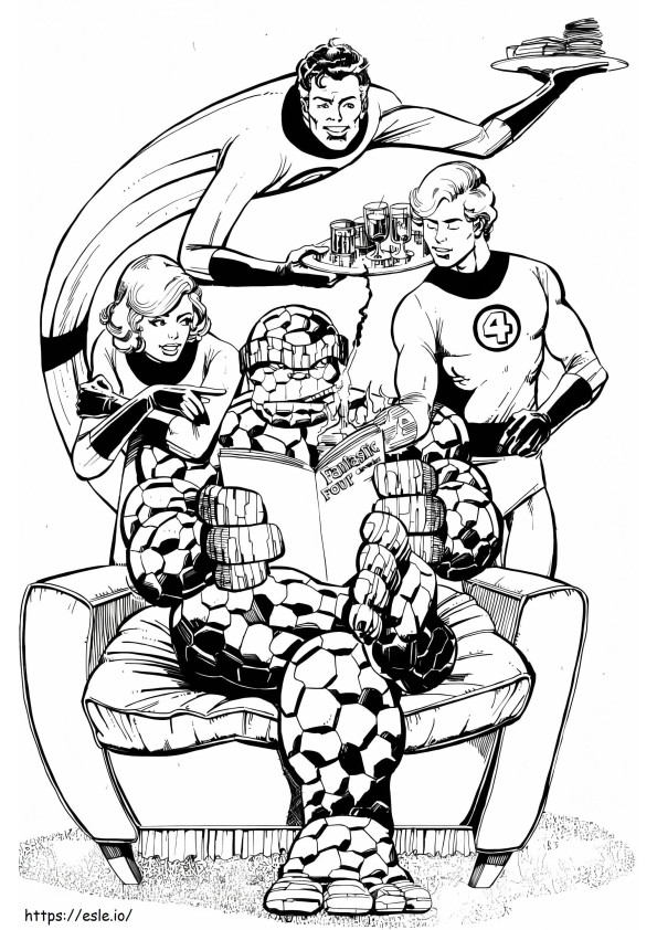 Happy Fantastic Four coloring page
