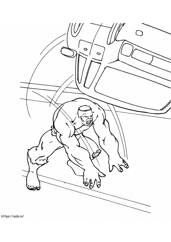Hulk Throwing Car A4 coloring page