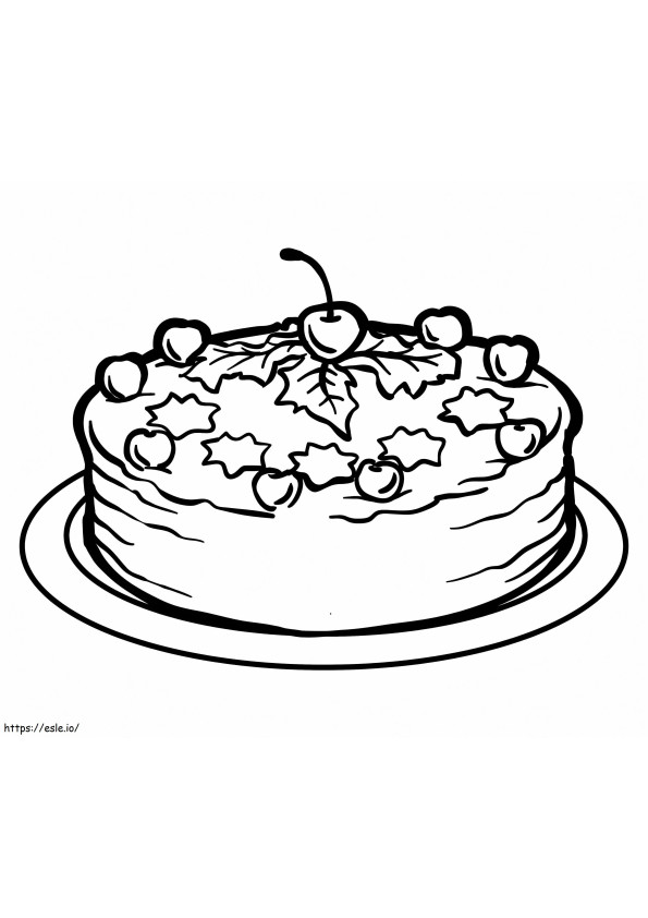 A Cake On Plate coloring page