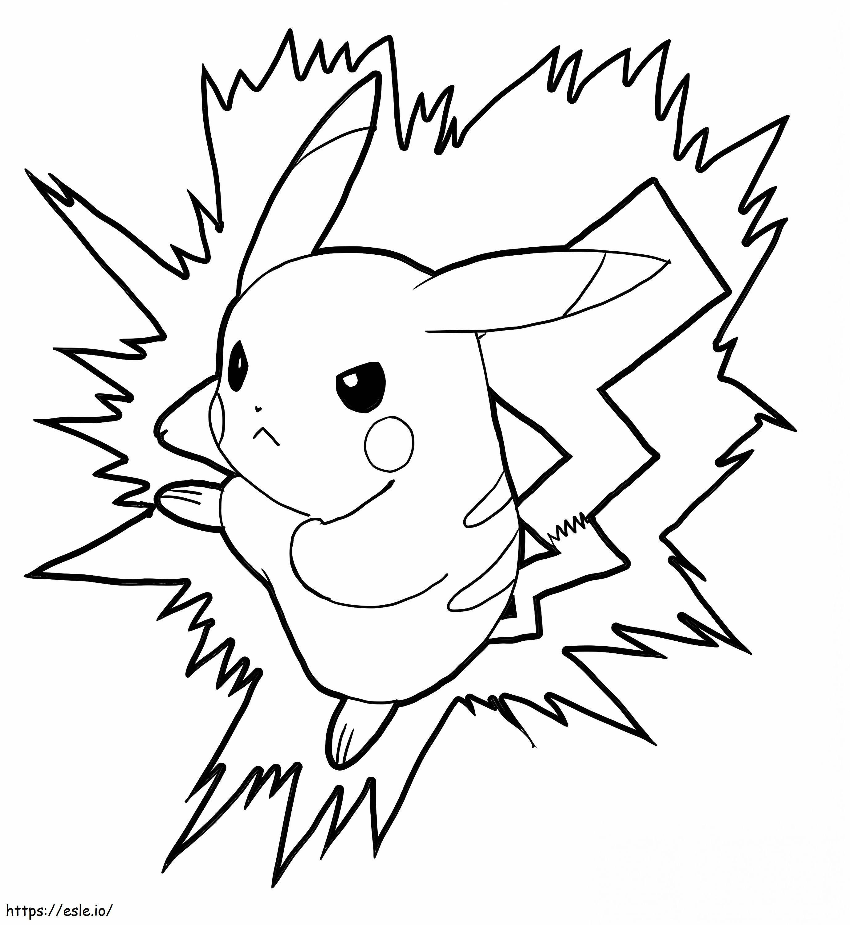 Coloriage Pikachu à l'attaque à imprimer dessin