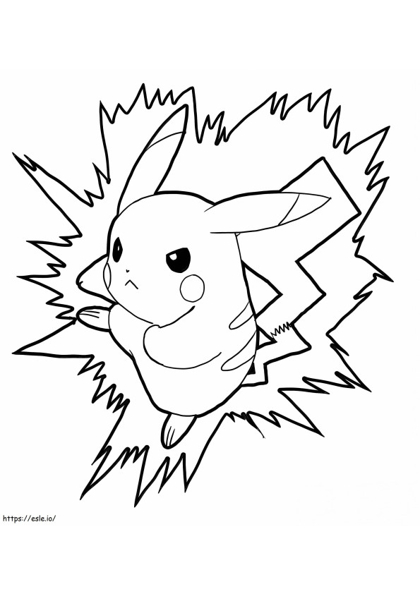 Coloriage Pikachu à l'attaque à imprimer dessin