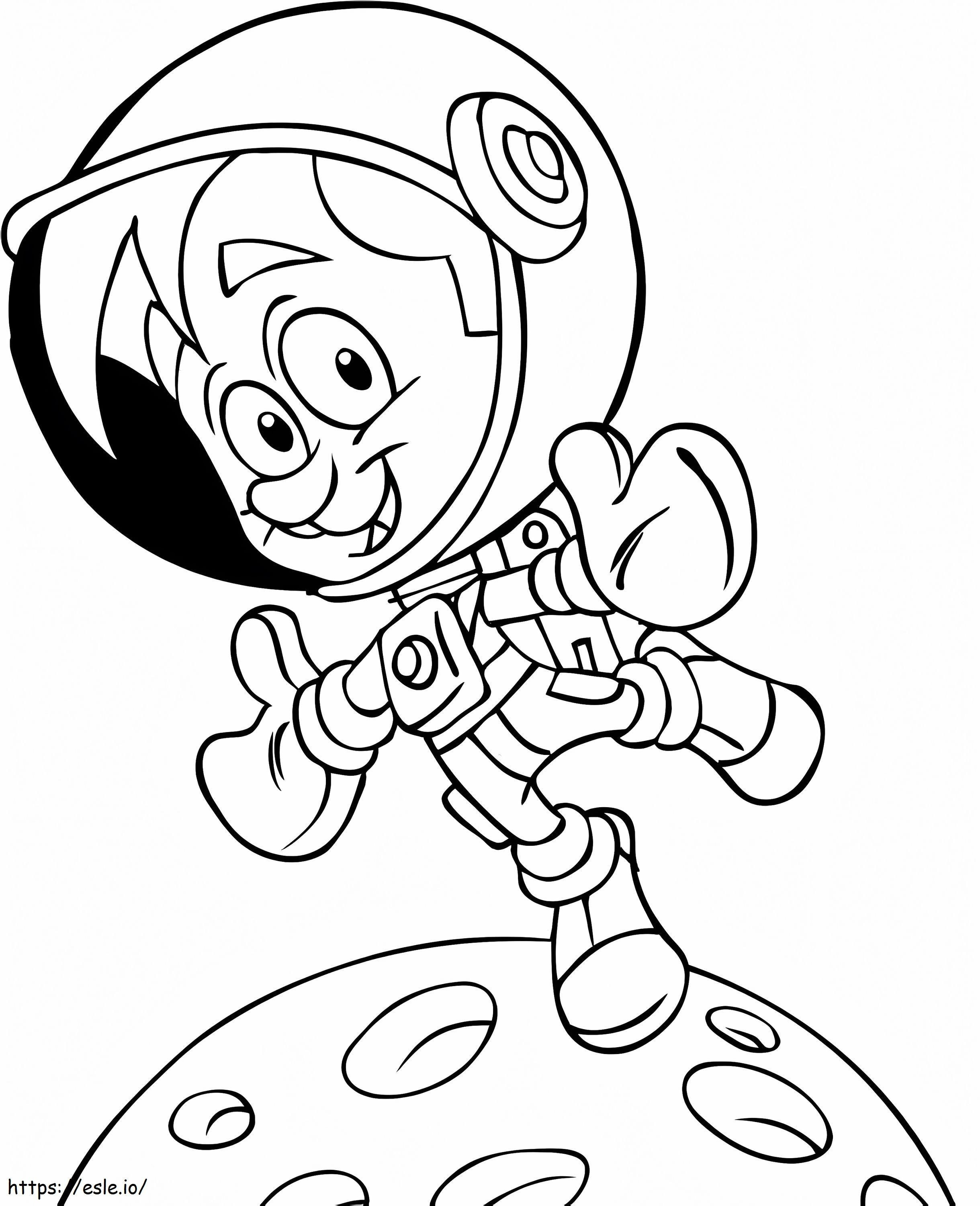 Astronauta de desenho animado para colorir