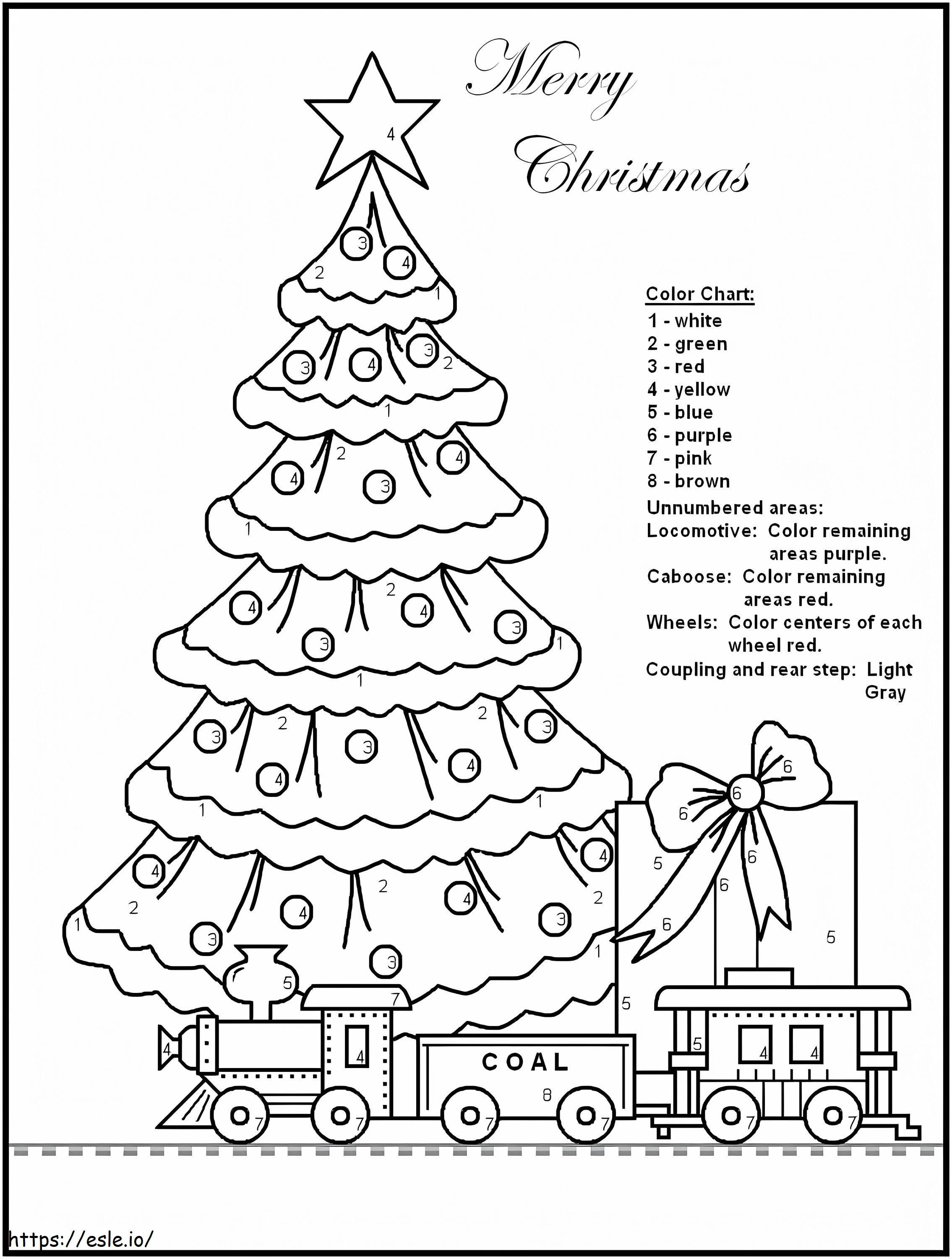 Pohon Natal Dan Warna Mainan Dengan Angka Gambar Mewarnai