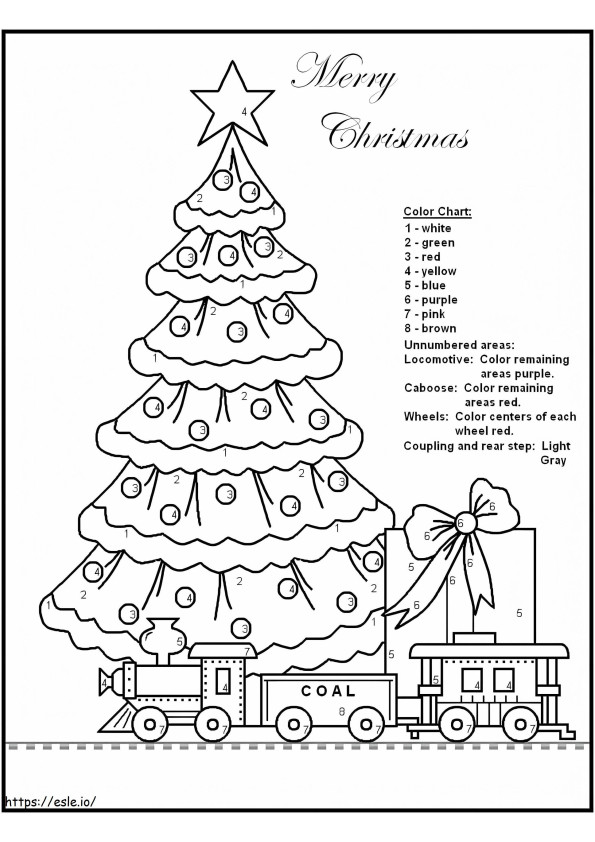 Pohon Natal Dan Warna Mainan Dengan Angka Gambar Mewarnai