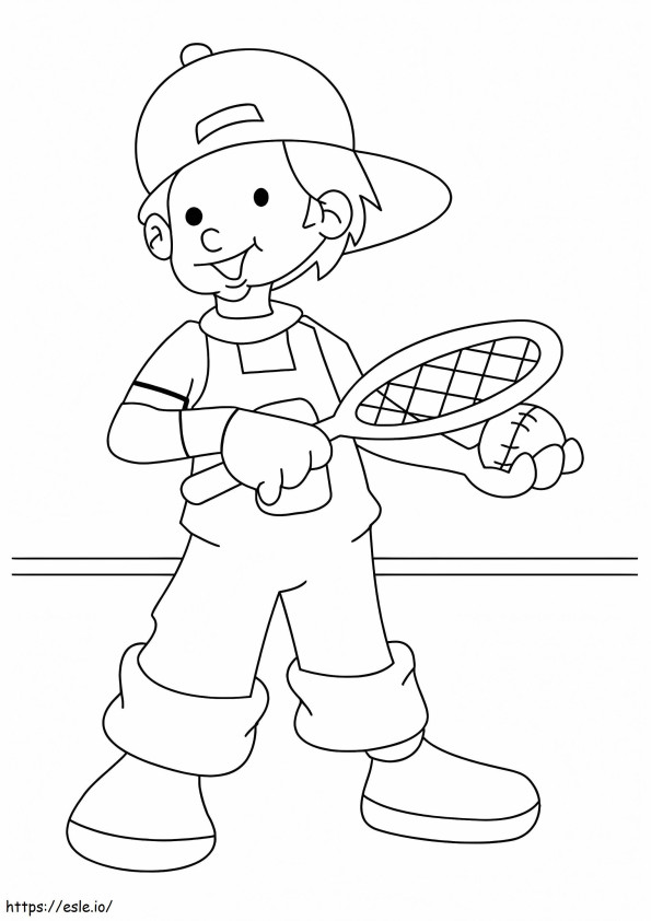 Coloriage enfant, jouer, tennis à imprimer dessin