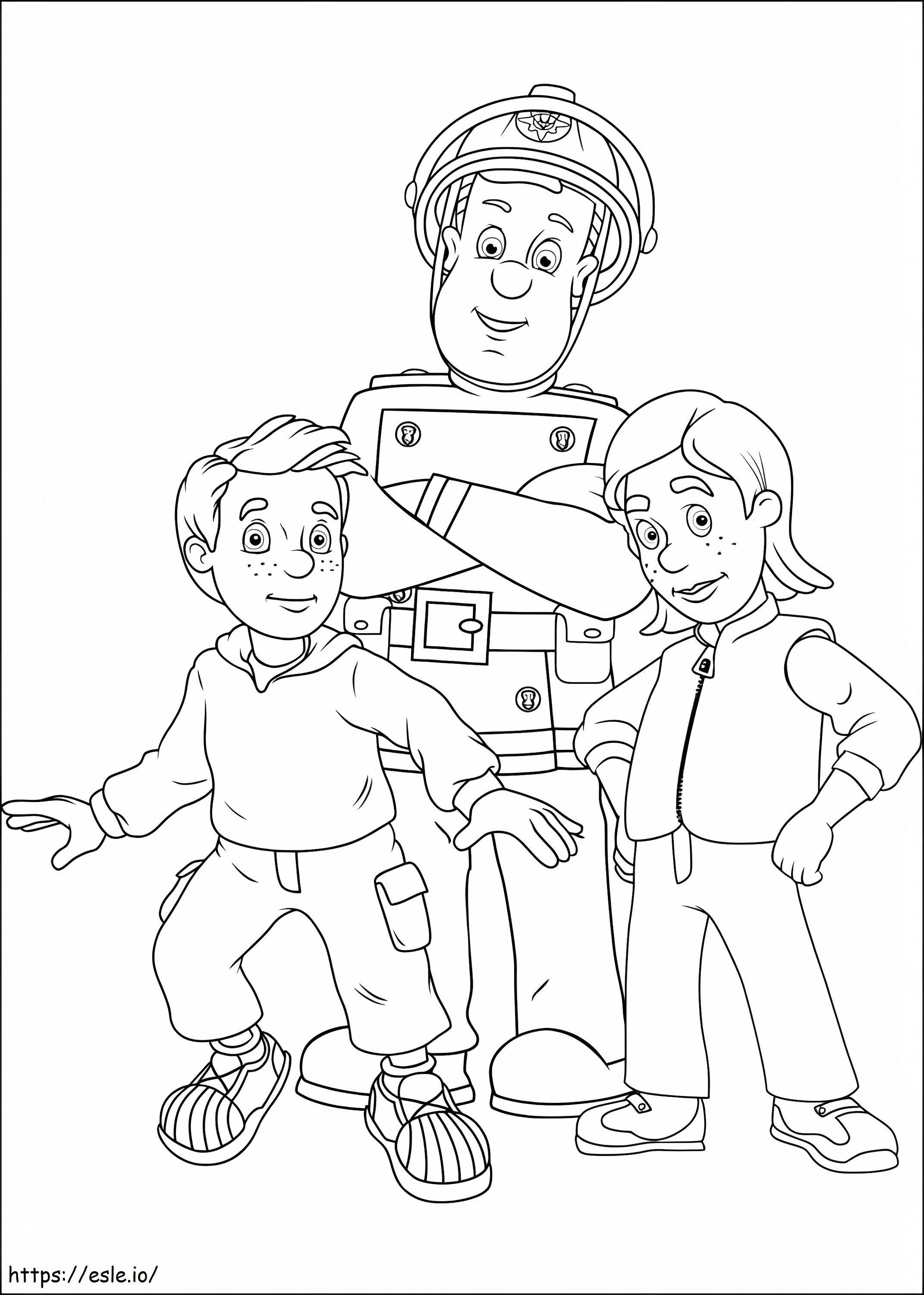 Coloriage Sam le Pompier Personnages 3 à imprimer dessin