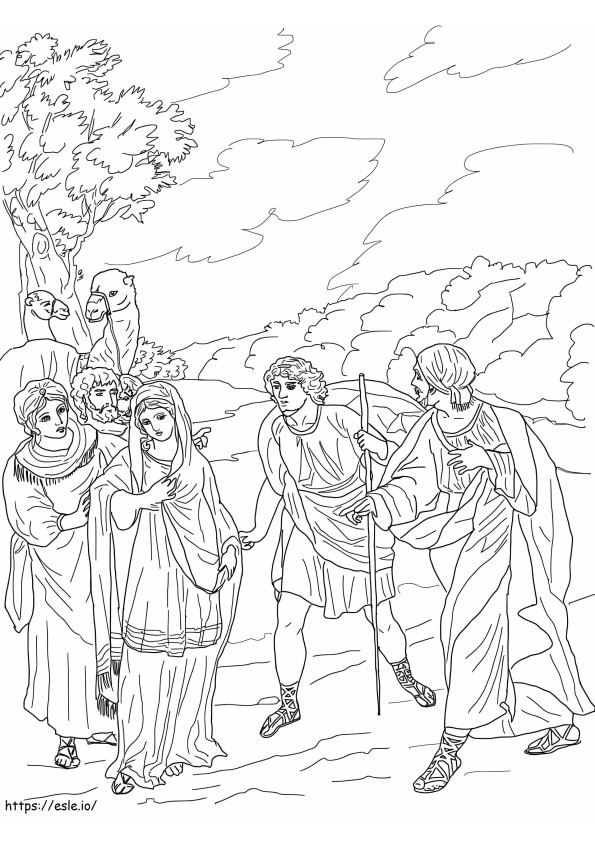 Isaac First Meets Rebekah coloring page