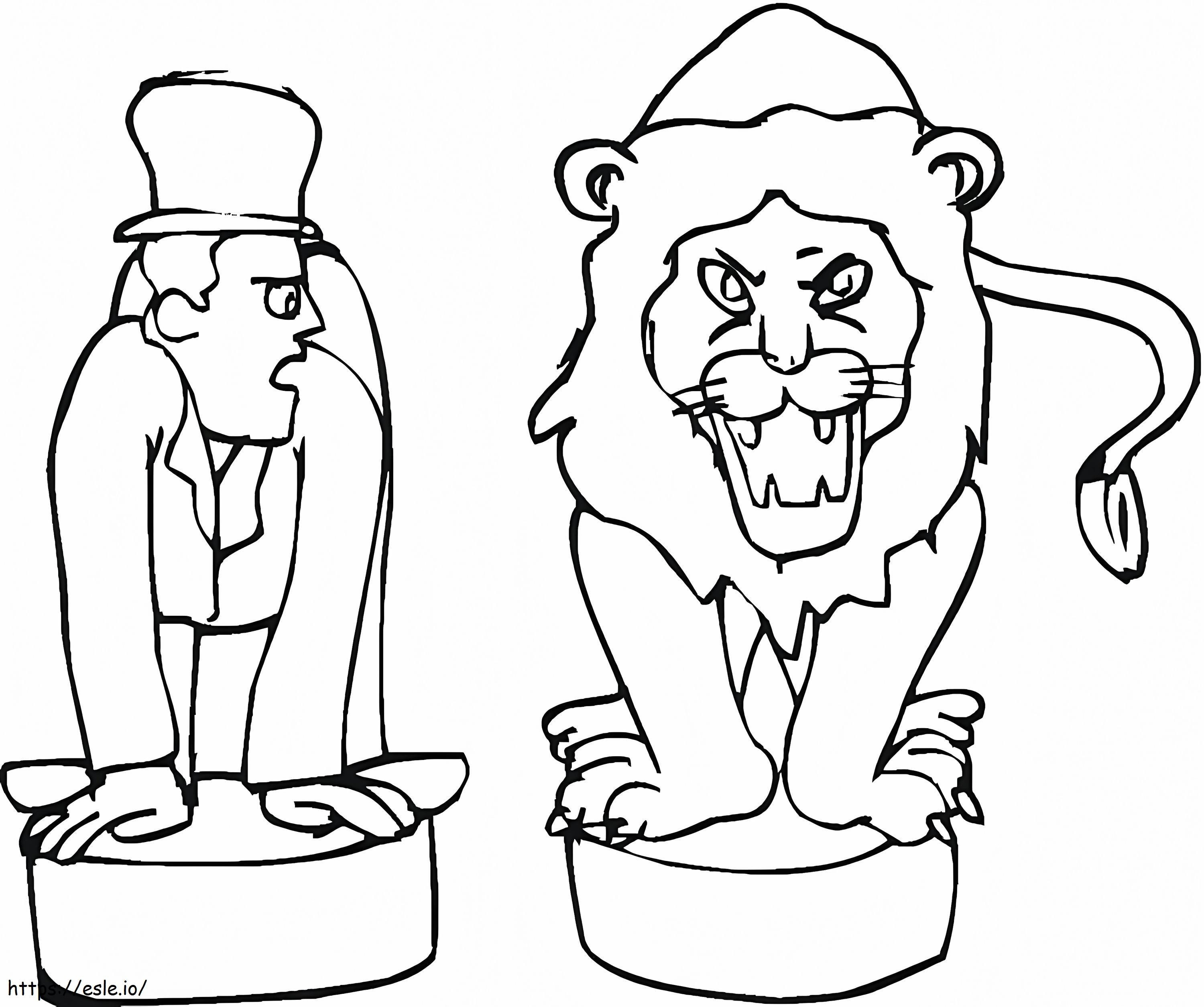 león y domador para colorear