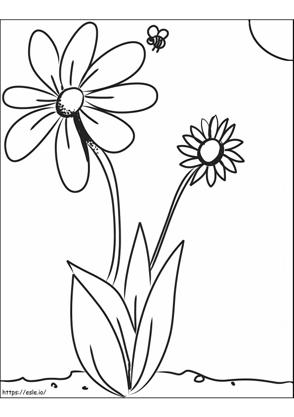 Coloriage Abeille avec fleur à imprimer dessin